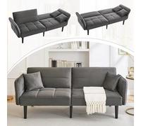 Easexcy Divano letto regolabile 2 in 1: due posti con rivestimento in velluto, braccioli pieghevoli e funzione sonno, ideale per piccoli spazi 176 x 78 x 76 cm (grigio antico)