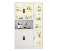 Easexcy Libreria con porte, scaffalature per libri, grande credenza da cucina, armadietto di lusso con luce LED, 120 x 40 x 200 cm