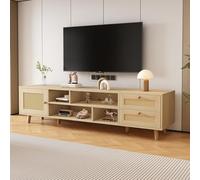 Easexcy Mobile basso per TV, molteplici funzioni di archiviazione, truciolato color legno, può ospitare fino a 70 pollici, 173 x 38 x 48 cm