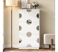 Easexcy Moderna e unica scarpiera bianca, scarpiera con 3 alette, specchio rotondo, ampio spazio di archiviazione, 63 x 24 x 120 cm