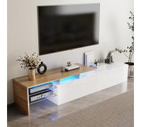 Easexcy Moderno mobile TV design: elegante ed elegante, pratico vano portaoggetti, nero lucido, effetto legno, ripiani in vetro, 170 x 33 x 33,5 cm (bianco)