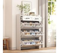 Easexcy Scarpiera composta da tre grandi alette e due cassetti, scarpiera, adatta per ingressi e soggiorno B80/T23,5/H125 cm