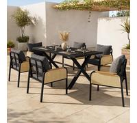 Easexcy Set di divani da esterni, per il tempo libero e le riunioni per più persone, struttura in ferro, braccioli intrecciati, cuscino per seduta incluso, 148 x 80 x 75 cm + 57 x 63 x 84 cm