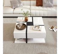 Easexcy Tavolino lucido con 4 cassetti, colore coordinato e design a linee, spazio inferiore, 78 x 78 x 36 cm