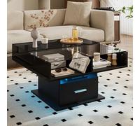 Easexcy Tavolino sollevatore multifunzione lucido, altezza regolabile e spazio flessibile, design moderno per soggiorno, piccoli appartamenti, 78 x 78 x 45,5 cm (nero)