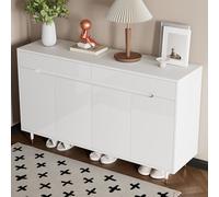 Easexcy Una moderna scarpiera con due ante, perfetta per l'ingresso, può ospitare 18-24 paia di scarpe, bianco e oro, 140 x 39 x 84 cm