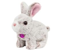 Easfan Hopping Bunny - Peluche grigio con orecchie di coniglio con macchie sul naso, giocattolo educativo per bambini piccoli