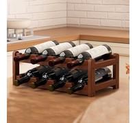 Eashaoo Portabottiglie in legno, piccolo portabottiglie d'acqua, autoportante, per casa, dispensa della cucina e bancone del bar (2 ripiani, 43 x 23,5 x 15 cm)