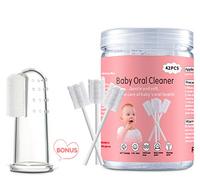 EASICUTI Pulisci lingua per bambini, 42 pezzi, spazzolino usa e getta per neonati, pulitore per gengive in garza, bastone per la pulizia orale del bambino, per la cura dentale da 0 a 36 mesi + 1