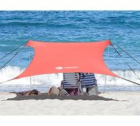 Easierhike Tenda da spiaggia antivento, protezione solare UPF50+, portatile, con 6 sacchi di sabbia, ancoraggi da 2,8 x 2,8 m, 2 pali, per spiaggia, campeggio, pesca, cortile e picnic
