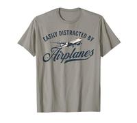 Easily Distracted By Airplanes Plane Lover Vintage Aviation Maglietta