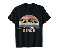 Easily Distracted By Birds Distressed Funny Bird Birds Lover Maglietta