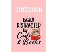 Easily Distracted By Books With Pattern Cat Read Book On Pink Cover Gifts for Animal Lover: Notebook