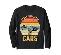 Easily Distracted By Cars Automobile Car Lover Maglia a Manica