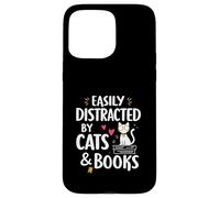Easily Distracted By Cats And Books Cute Reader Custodia per iPhone 15 Pro Max