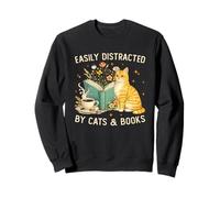 Easily Distracted by Cats And Books Library Librarian Cat Felpa