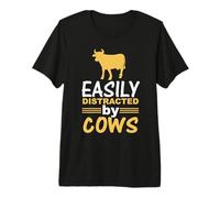 Easily Distracted By Cows Funny Cow Lover Animal Lovers Maglietta Premium