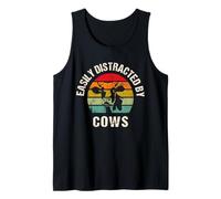 Easily Distracted By Cows Funny Farmer Meme Cow Cattle Lover Canotta