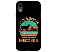 Easily Distracted By Dholes & Books Retro Wild Dogs Lover Custodia per iPhone XR