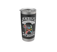 Easily Distracted By Dogs Airedale Terrier Funny Dog Lover Bicchiere termico in acciaio inox doppia parete