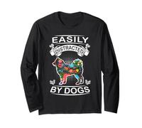 Easily Distracted By Dogs Alaskan Malamute Dog Lover Maglia a Manica