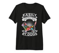 Easily Distracted By Dogs Basset Hound Funny Dog Lover Maglietta Premium