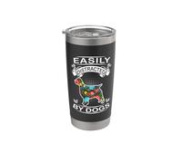 Easily Distracted By Dogs English Springer Spaniel Dog Lover Bicchiere termico in acciaio inox doppia parete
