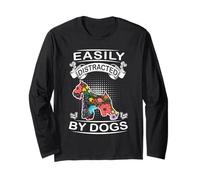 Easily Distracted By Dogs Miniature Schnauzer Dog Lovers Maglia a Manica