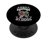 Easily Distracted By Dogs Papillon Funny Dog Lover PopSockets PopGrip Adesivo