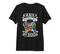 Easily Distracted By Dogs Pekingese Funny Dog Lover Maglietta Premium