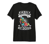Easily Distracted By Dogs Pomeranian Dog Lovers Puppy Maglietta Premium