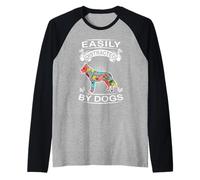 Easily Distracted By Dogs Siberian Husky Dog Lovers Puppy Maglia con Maniche Raglan