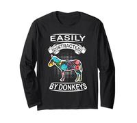 Easily Distracted By Donkeys Funny Animal Donkey Loves Maglia a Manica