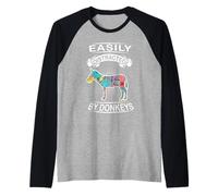 Easily Distracted By Donkeys Funny Animal Donkey Loves Maglia con Maniche Raglan