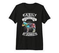 Easily Distracted By Donkeys Funny Animal Donkey Loves Maglietta Premium