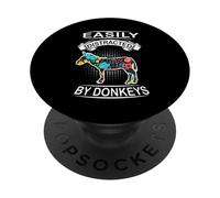 Easily Distracted By Donkeys Funny Animal Donkey Loves PopSockets PopGrip Adesivo