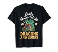 Easily Distracted By Dragons And Books Maglietta