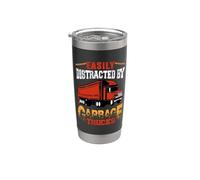 Easily Distracted By Garbage Trucks Fun Truck Driver Trucker Bicchiere termico in acciaio inox doppia parete