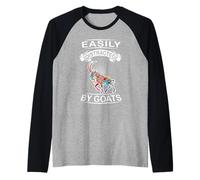 Easily Distracted By Goats Funny Animal Goat Loves Maglia con Maniche Raglan