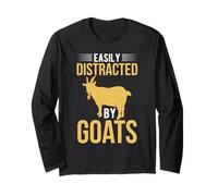 Easily Distracted By Goats Funny Goat Lover Animal Maglia a Manica