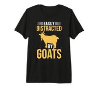 Easily Distracted By Goats Funny Goat Lover Animal Maglietta Premium