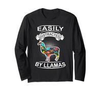 Easily Distracted By Llamas Funny Animal Llama Loves Maglia a Manica