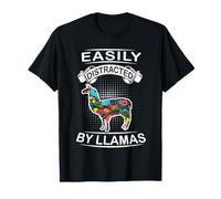 Easily Distracted By Llamas Funny Animal Llama Loves Maglietta