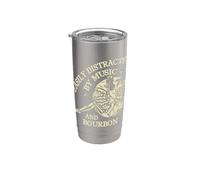Easily Distracted By Music And Bourbon Skeleton Bicchiere termico in acciaio inox doppia parete