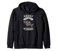 Easily Distracted By Sharks Funny Fish Shark Loves Felpa con Cappuccio