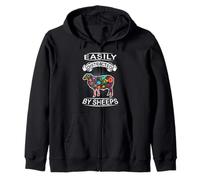 Easily Distracted By Sheeps Funny Animal Sheep Loves Felpa con Cappuccio