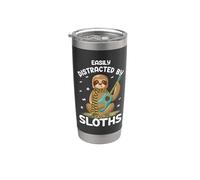 Easily Distracted By Sloths Animal Lovers Sarcasm Sloth Bicchiere termico in acciaio inox doppia parete