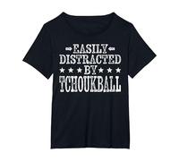 Easily Distracted By Tchoukball - Funny Tchoukball Player Maglietta, Donna Plus-Size, Nero, 2X