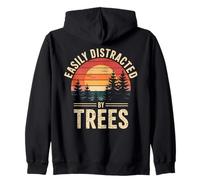 Easily Distracted By Trees - Funny Arborist Vintage for Men Felpa con Cappuccio