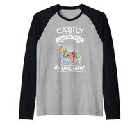 Easily Distracted By Unicorns Funny Animal Unicorn Loves Maglia con Maniche Raglan